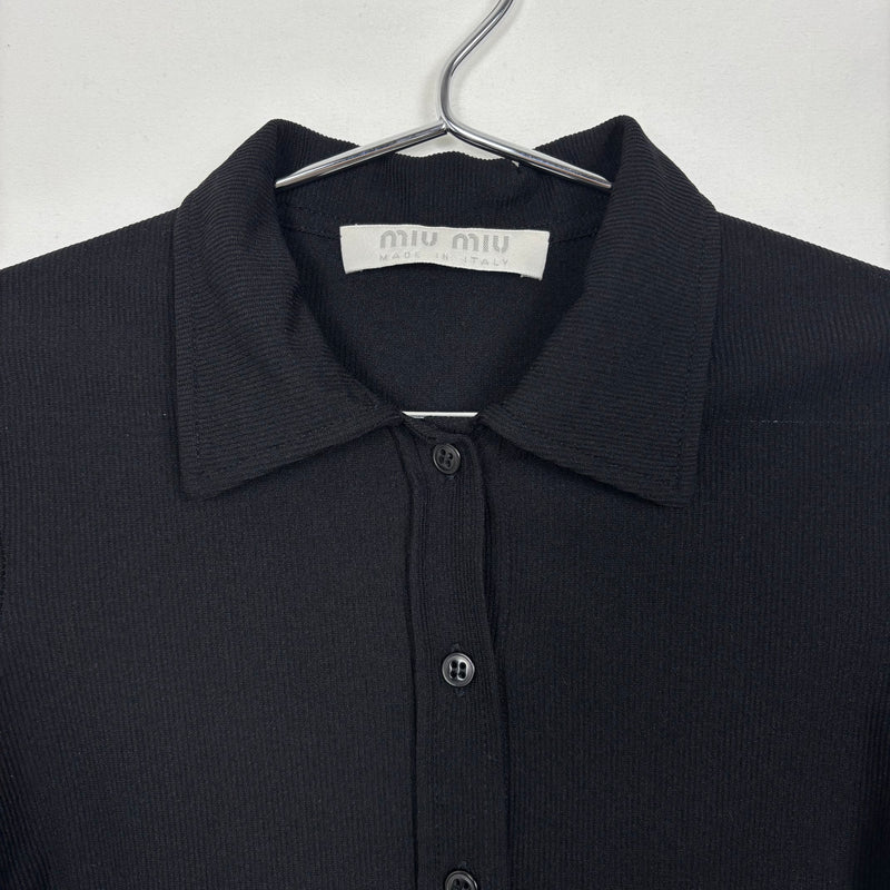 00s Miu Miu Ribbed Button Up Blouse