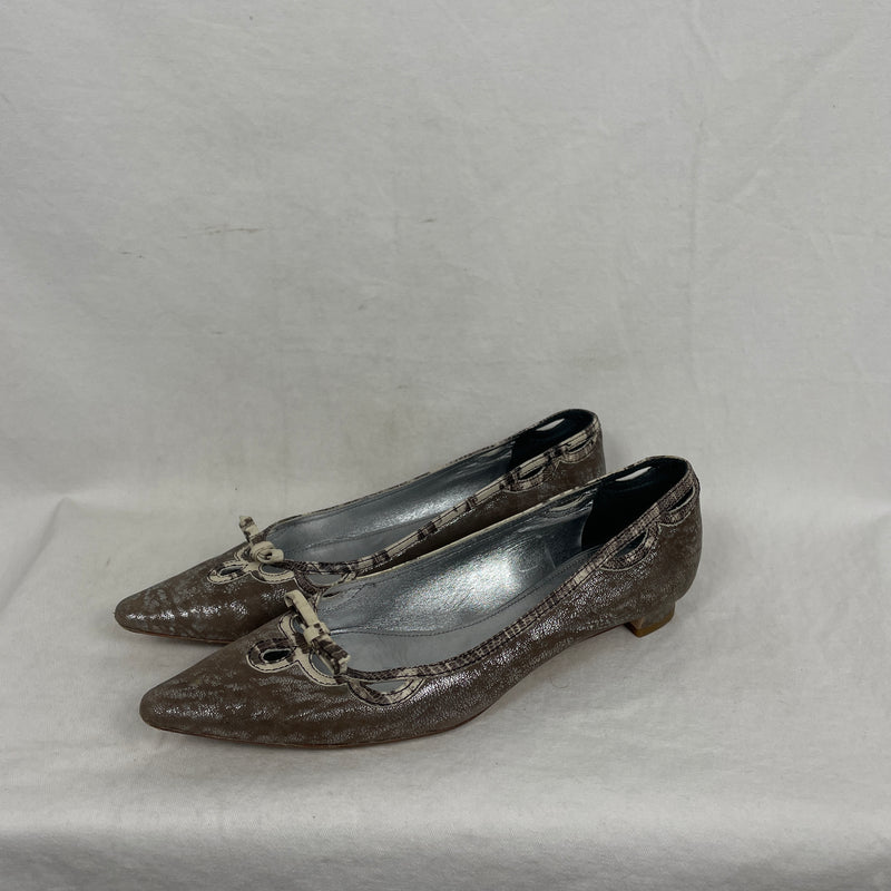 Miu Miu Metallic Coated Pointy Toe Flats