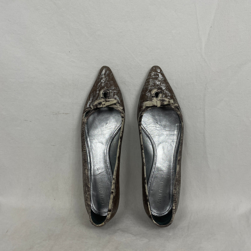 Miu Miu Metallic Coated Pointy Toe Flats
