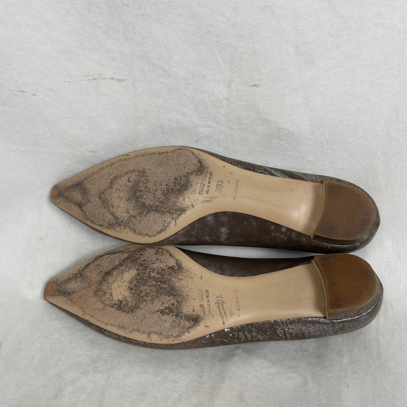 Miu Miu Metallic Coated Pointy Toe Flats