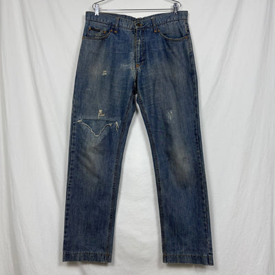 00s Dolce&Gabbana Coloured Stitch Dark Wash Relaxed Jeans