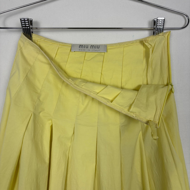 90s Miu Miu Pleated Summer Midi Skirt