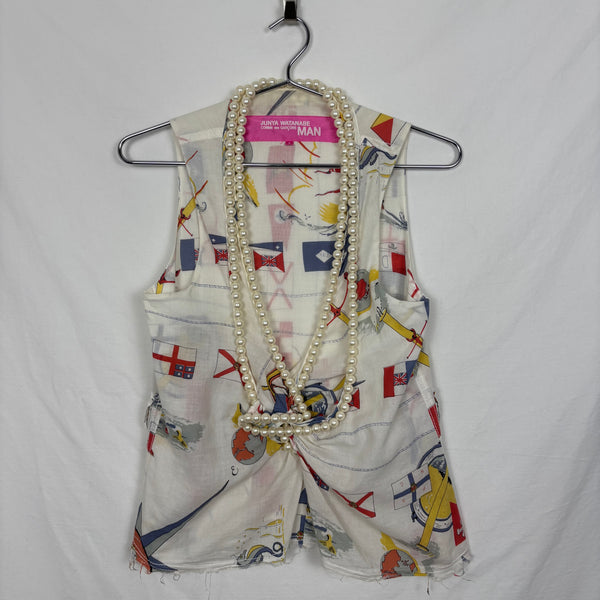FW03 Junya Watanabe Pearl V-Neck Patterned Tank Top