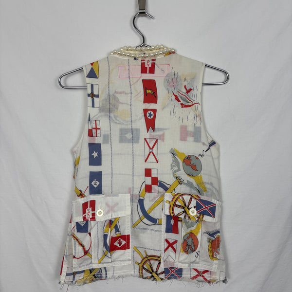 FW03 Junya Watanabe Pearl V-Neck Patterned Tank Top