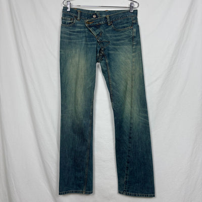 00s Mihara Yasuhiro Asymmetric Low Rise Flare Jeans