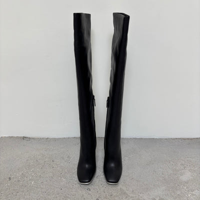 Balenciaga Curved Heel Leather Knee High Boots