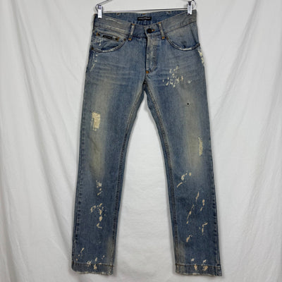 00s Dolce & Gabbana Spotted Distressed Light Wash Jeans
