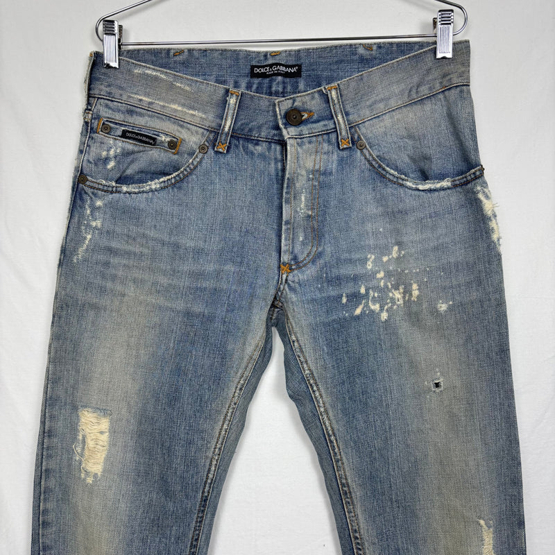 00s Dolce & Gabbana Spotted Distressed Light Wash Jeans