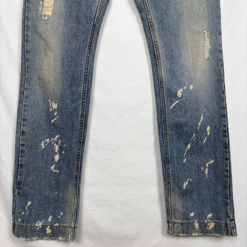 00s Dolce & Gabbana Spotted Distressed Light Wash Jeans
