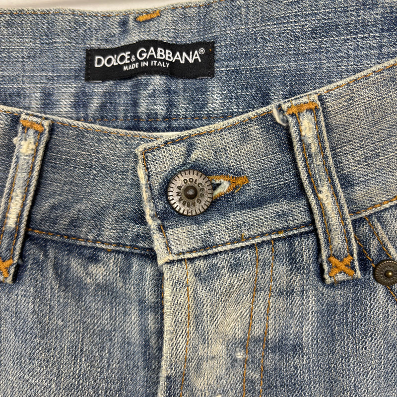00s Dolce & Gabbana Spotted Distressed Light Wash Jeans