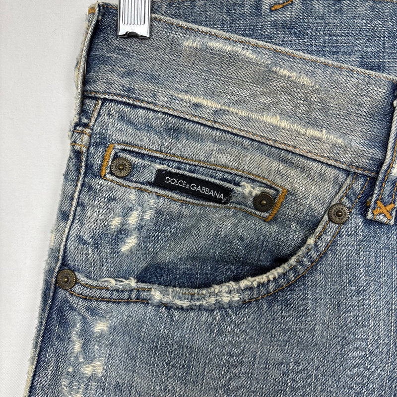 00s Dolce & Gabbana Spotted Distressed Light Wash Jeans