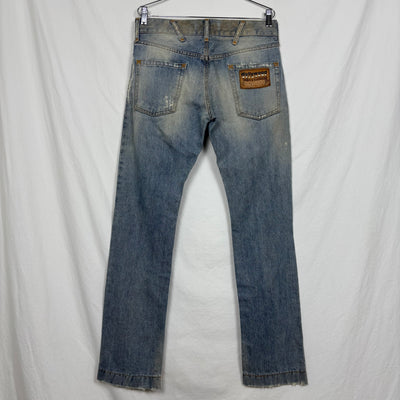 00s Dolce & Gabbana Spotted Distressed Light Wash Jeans