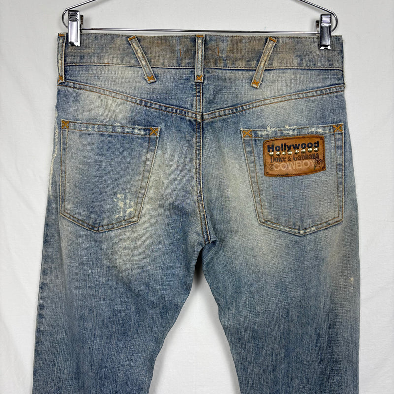 00s Dolce & Gabbana Spotted Distressed Light Wash Jeans