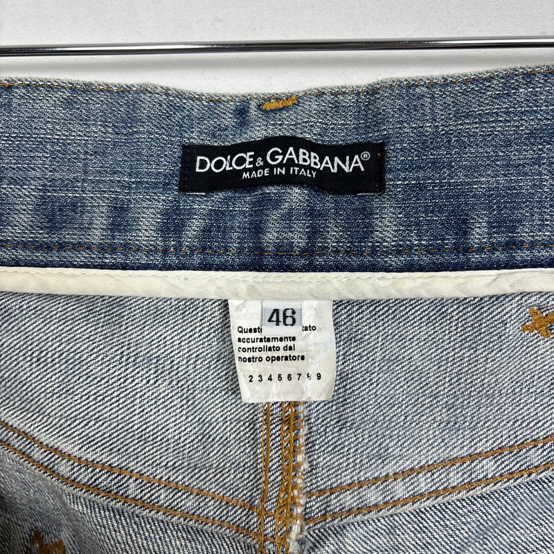 00s Dolce & Gabbana Spotted Distressed Light Wash Jeans
