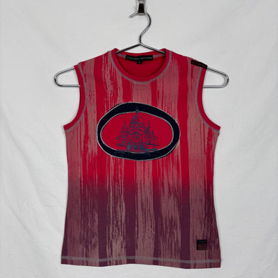 Marithé Francois Girbaud Striped Graphic Spandex Tank Top