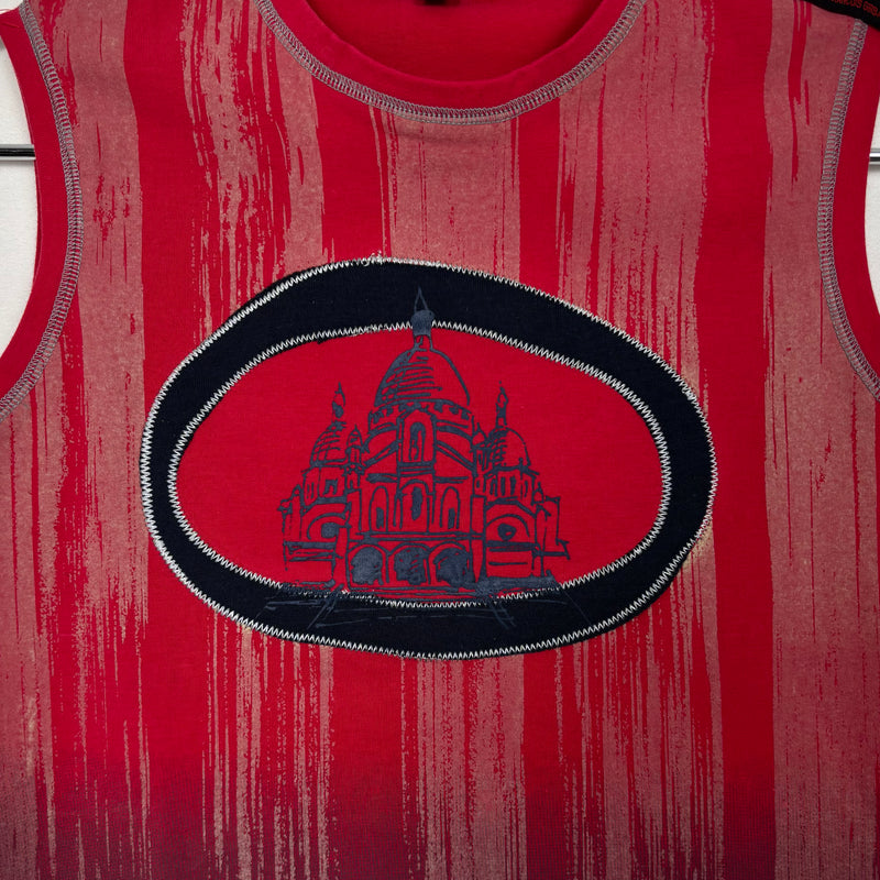 Marithé Francois Girbaud Striped Graphic Spandex Tank Top