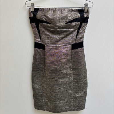 See By Chloé Gold Black Panels Mini Dress