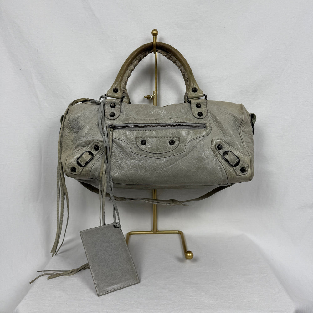 08 Balenciaga Grey/Pistachio Green Twiggy Bag