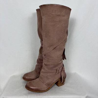 A.S. 98 Wrap Up Knee High Leather Heel Boots