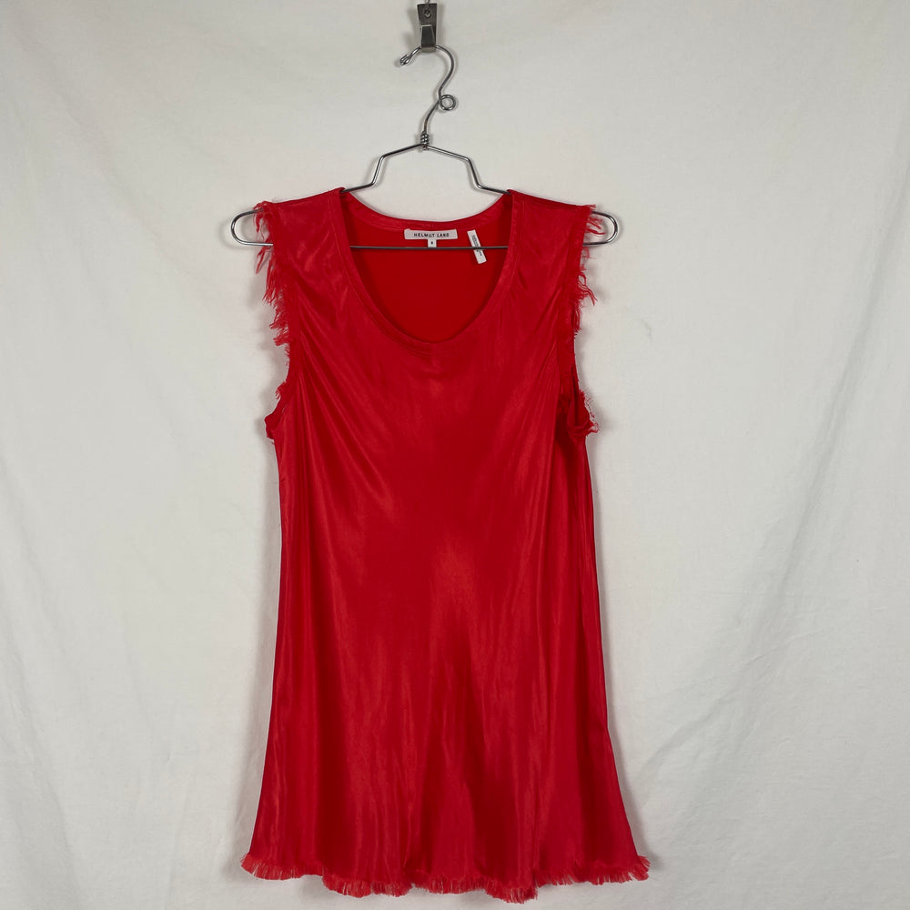 Helmut Lang Red Tank Top Frayed Edge