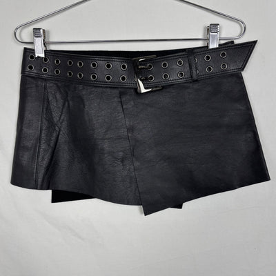 Ritsuko Shirahama Mini Leather Wrap Belt Skirt