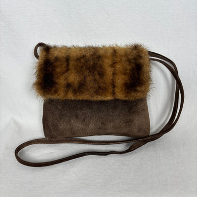 90s Miu Miu Faux Fur Suede Crossbody Bag
