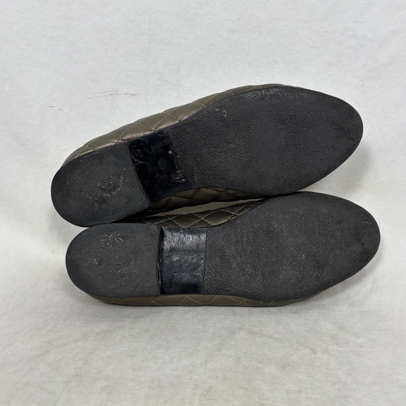 00s Chanel Quilted Leather Bow Flats