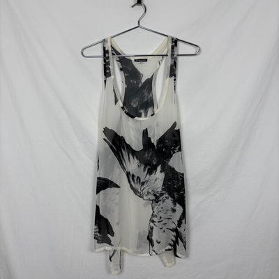 Ann Demeulemeester Sheer Feather Print Silk Tank Top