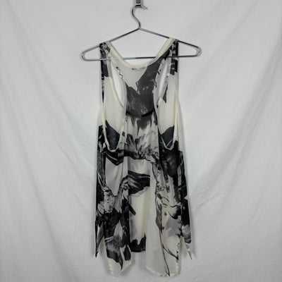 Ann Demeulemeester Sheer Feather Print Silk Tank Top