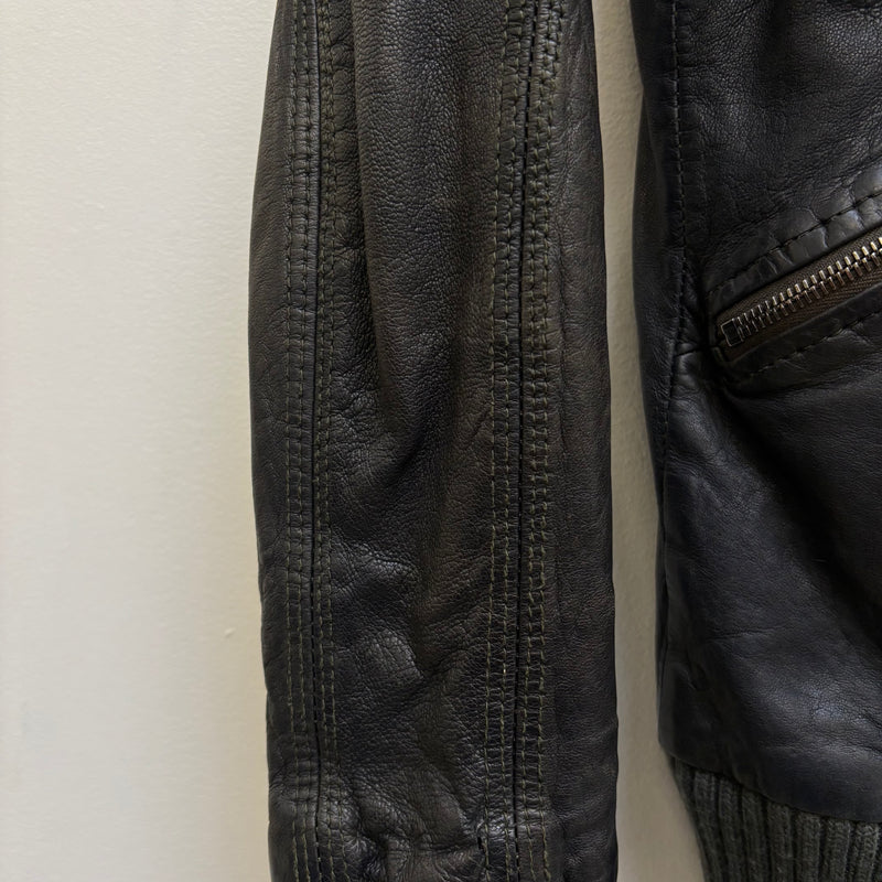 FW17 Giorgio Brato Black Fur Collar Leather Jacket