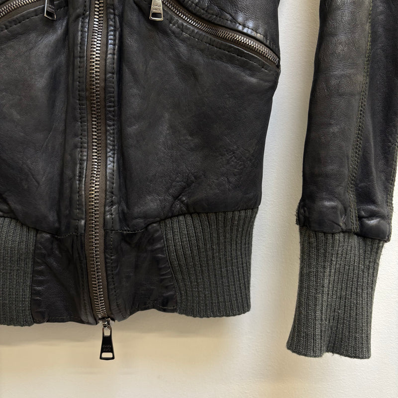 FW17 Giorgio Brato Black Fur Collar Leather Jacket