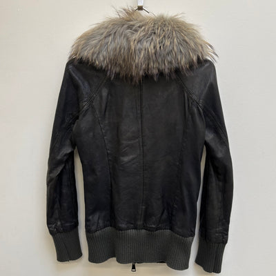 FW17 Giorgio Brato Black Fur Collar Leather Jacket