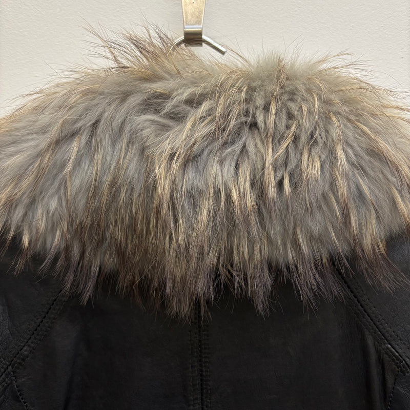 FW17 Giorgio Brato Black Fur Collar Leather Jacket