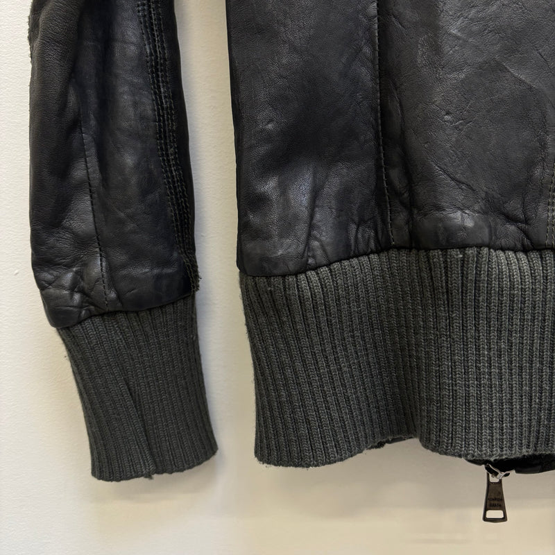 FW17 Giorgio Brato Black Fur Collar Leather Jacket