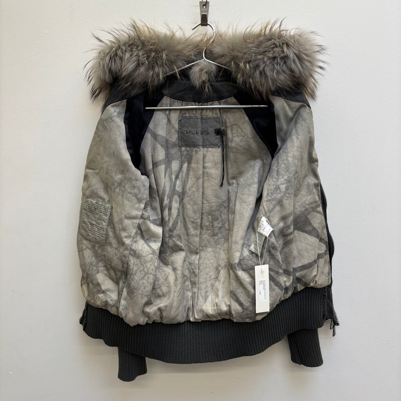 FW17 Giorgio Brato Black Fur Collar Leather Jacket