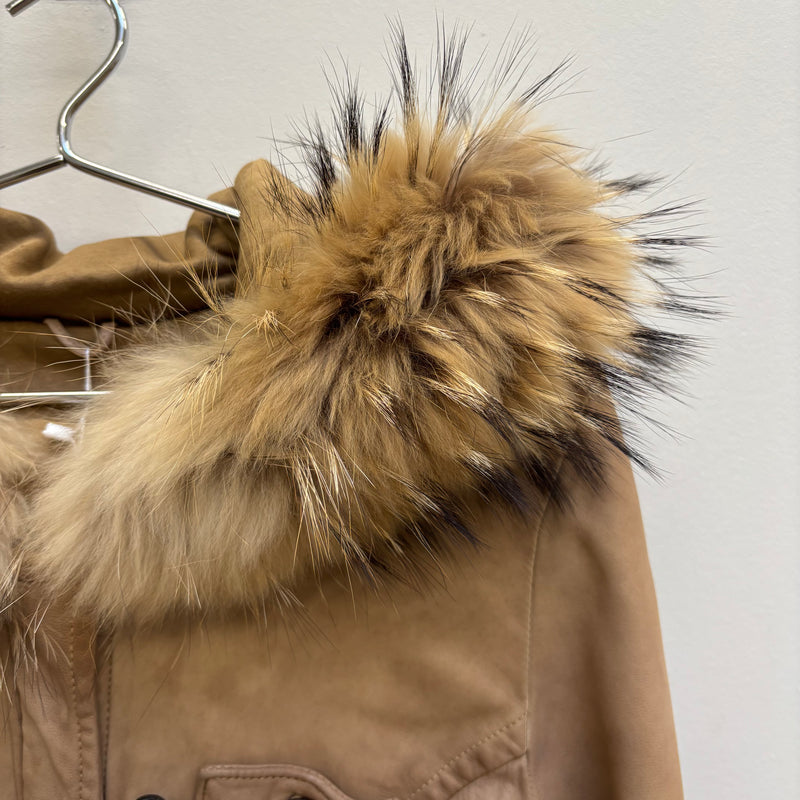 Giorgio Brato Nude Fur Hood Leather Jacket