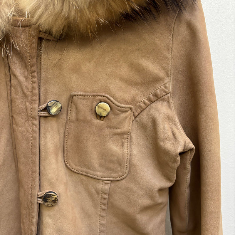 Giorgio Brato Nude Fur Hood Leather Jacket