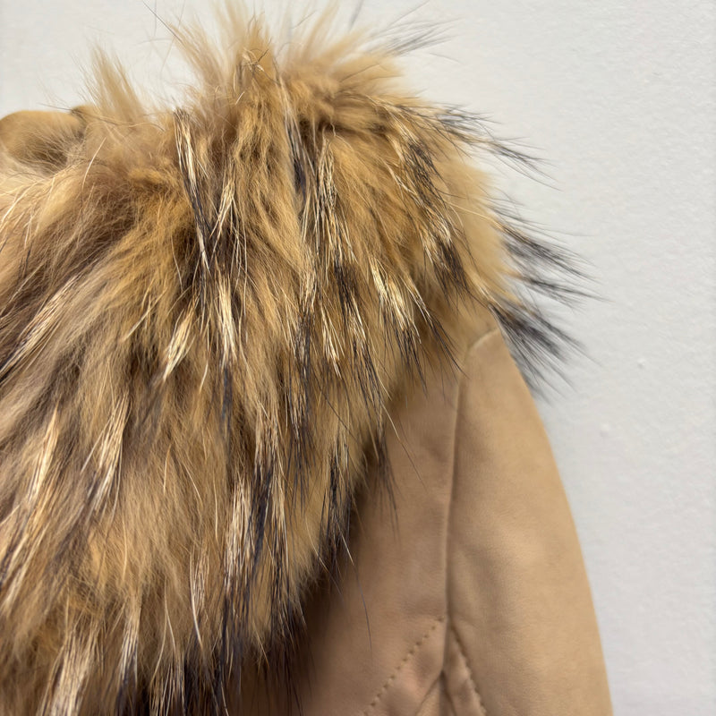 Giorgio Brato Nude Fur Hood Leather Jacket