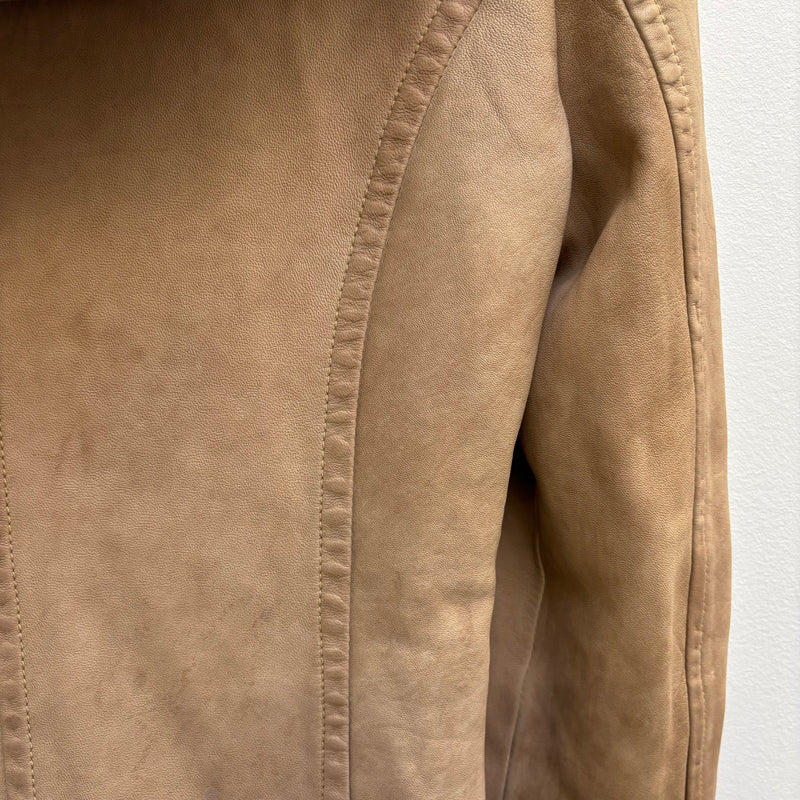 Giorgio Brato Nude Fur Hood Leather Jacket