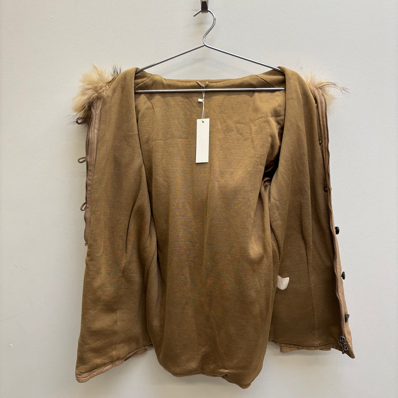Giorgio Brato Nude Fur Hood Leather Jacket