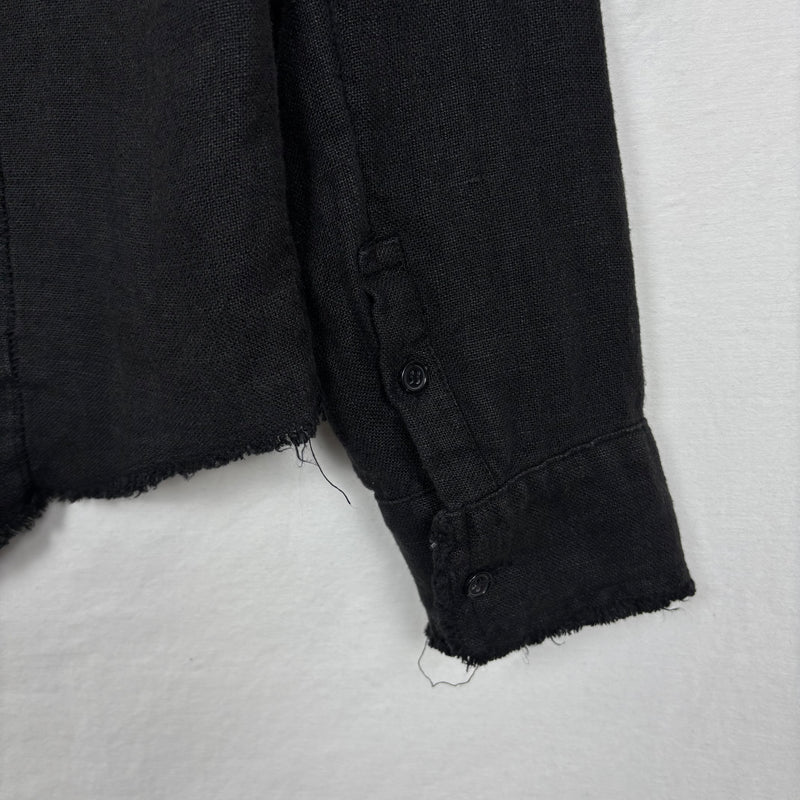 Shellac Distressed Woven Button Up