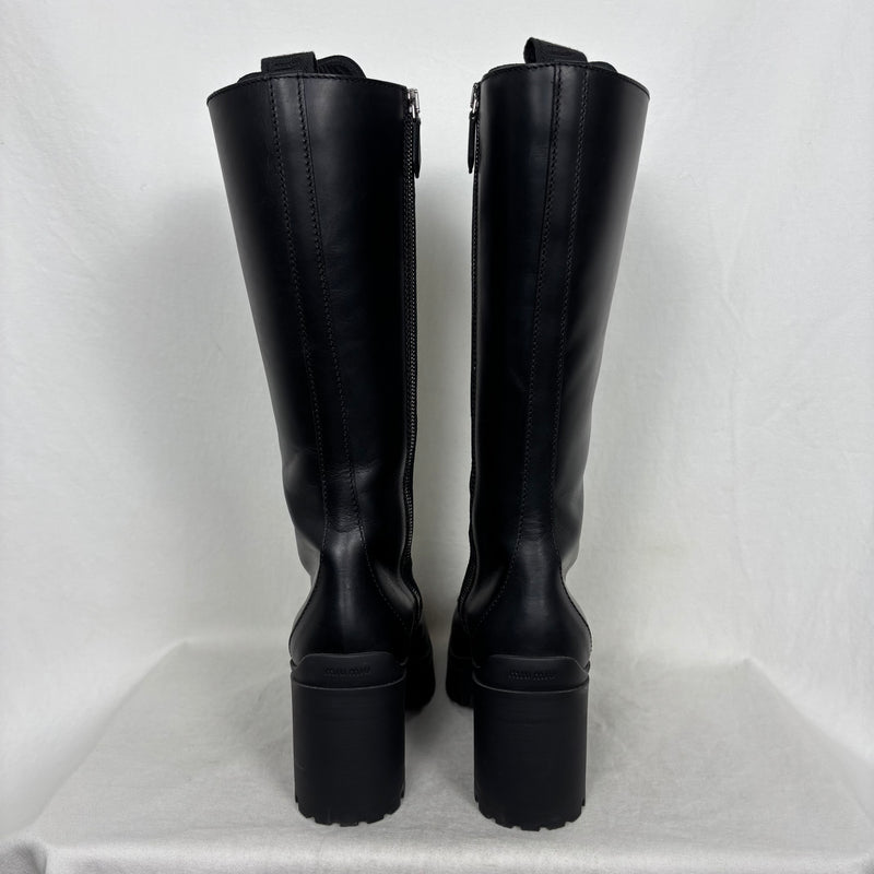 Miu Miu Lace Up Leather Heel Boots