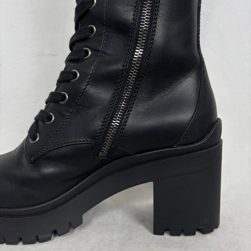 Miu Miu Lace Up Leather Heel Boots