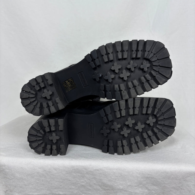 Miu Miu Lace Up Leather Heel Boots