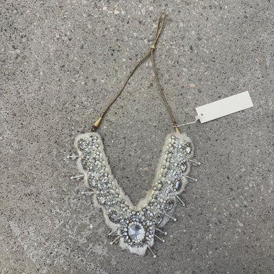 White Cloth Crystal Necklace