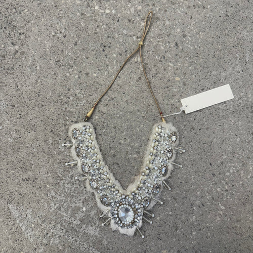 White Cloth Crystal Necklace