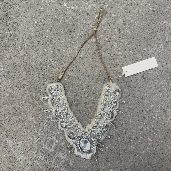 White Cloth Crystal Necklace