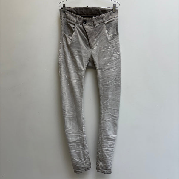 11 BY BORIS BIDJAN SABERI FADED SILVER J-CUT JEANS
