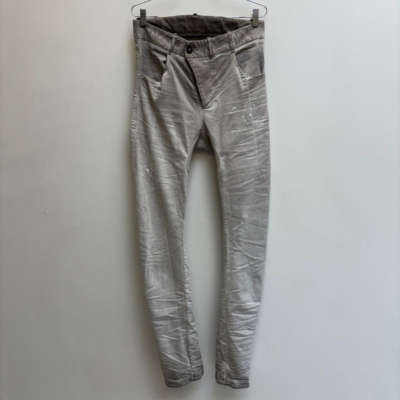 11 BY BORIS BIDJAN SABERI FADED SILVER J-CUT JEANS