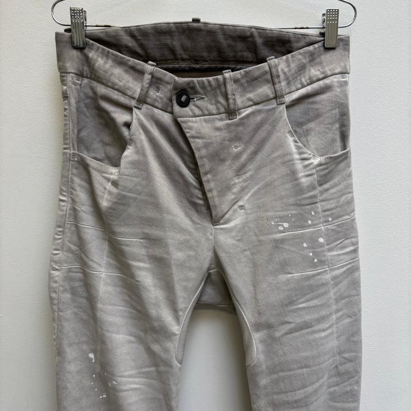 11 BY BORIS BIDJAN SABERI FADED SILVER J-CUT JEANS